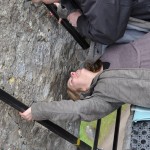 Sophie kissing the Blarney Stone.